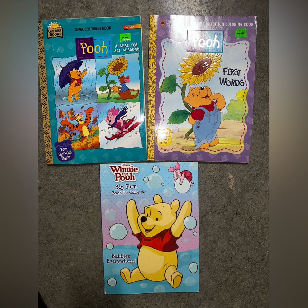 3 Pooh coloring books, 2 Vintage 1997